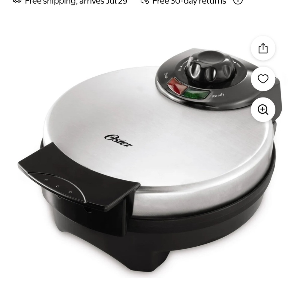 Oster Stainless Steel and Black Waffle Maker
